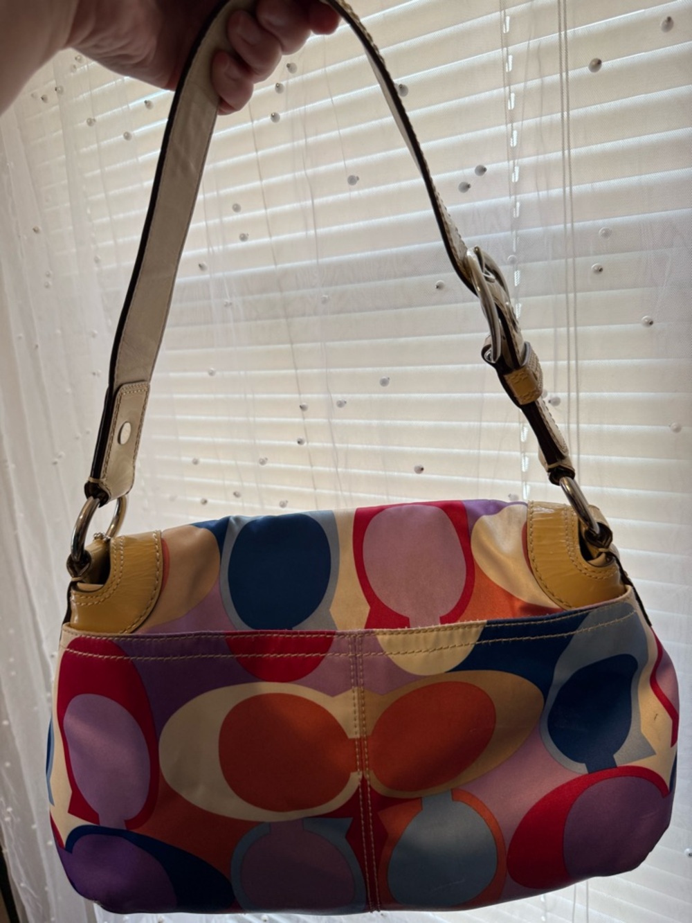Coach Multicolor Signature Shoulder Bag with Yellow Trim - Picture 6 of 6